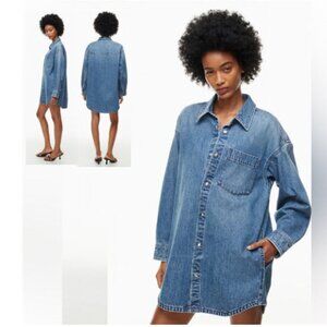 Wilfred Aritzia Maya Denim Shirt Dress Oversized Pocket Button Down Blue S
